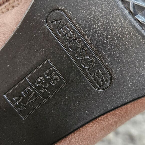AEROSOLES Brown Ankle Booties with Gold Buckle - Picture 3 of 5